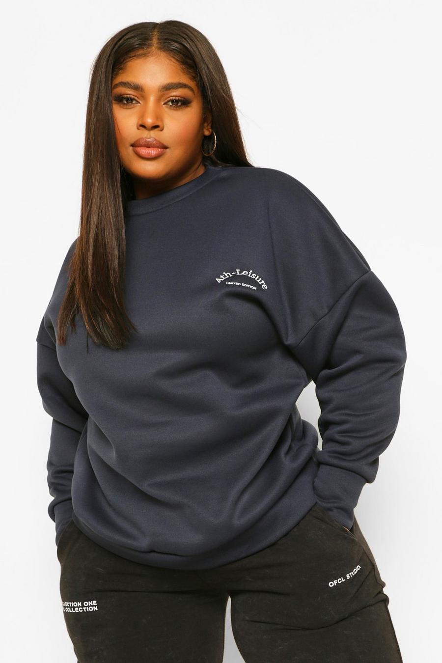 Navy Plus Embroidered Athleisure Sweatshirt image number 1