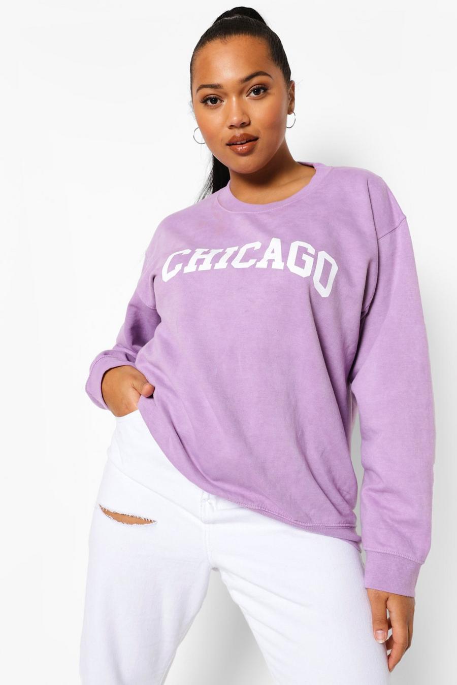 Mauve purple Plus Chicago Printed Sweatshirt image number 1