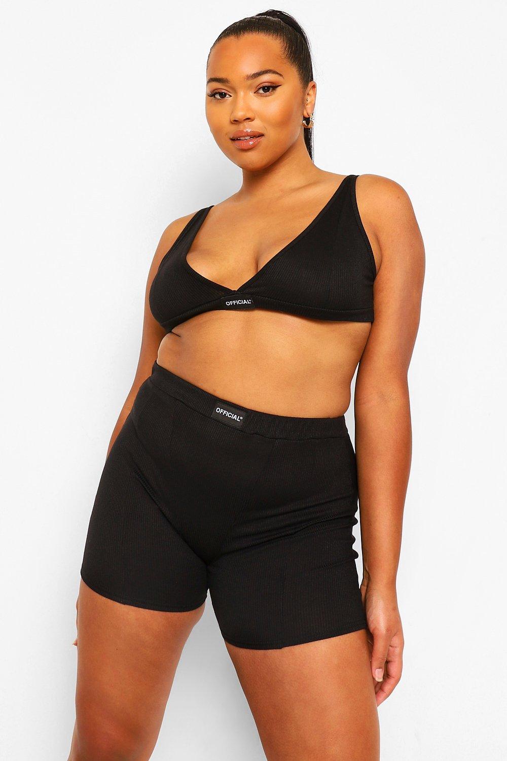 Plus Official Rib Bralette And Boxer Set
