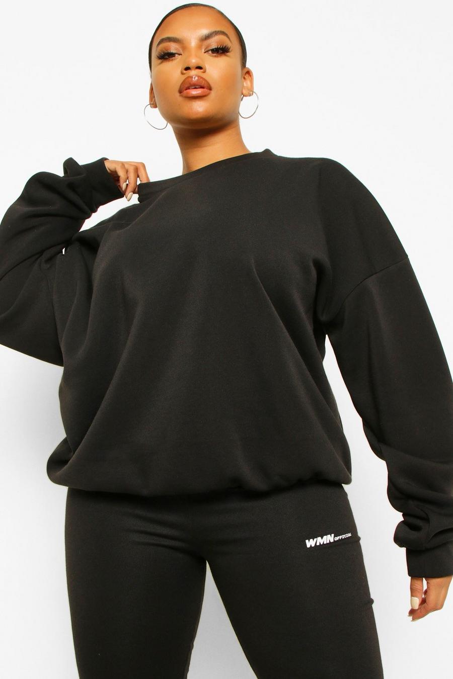 Black Plus Fleece Loopback Oversized Sweatshirt image number 1