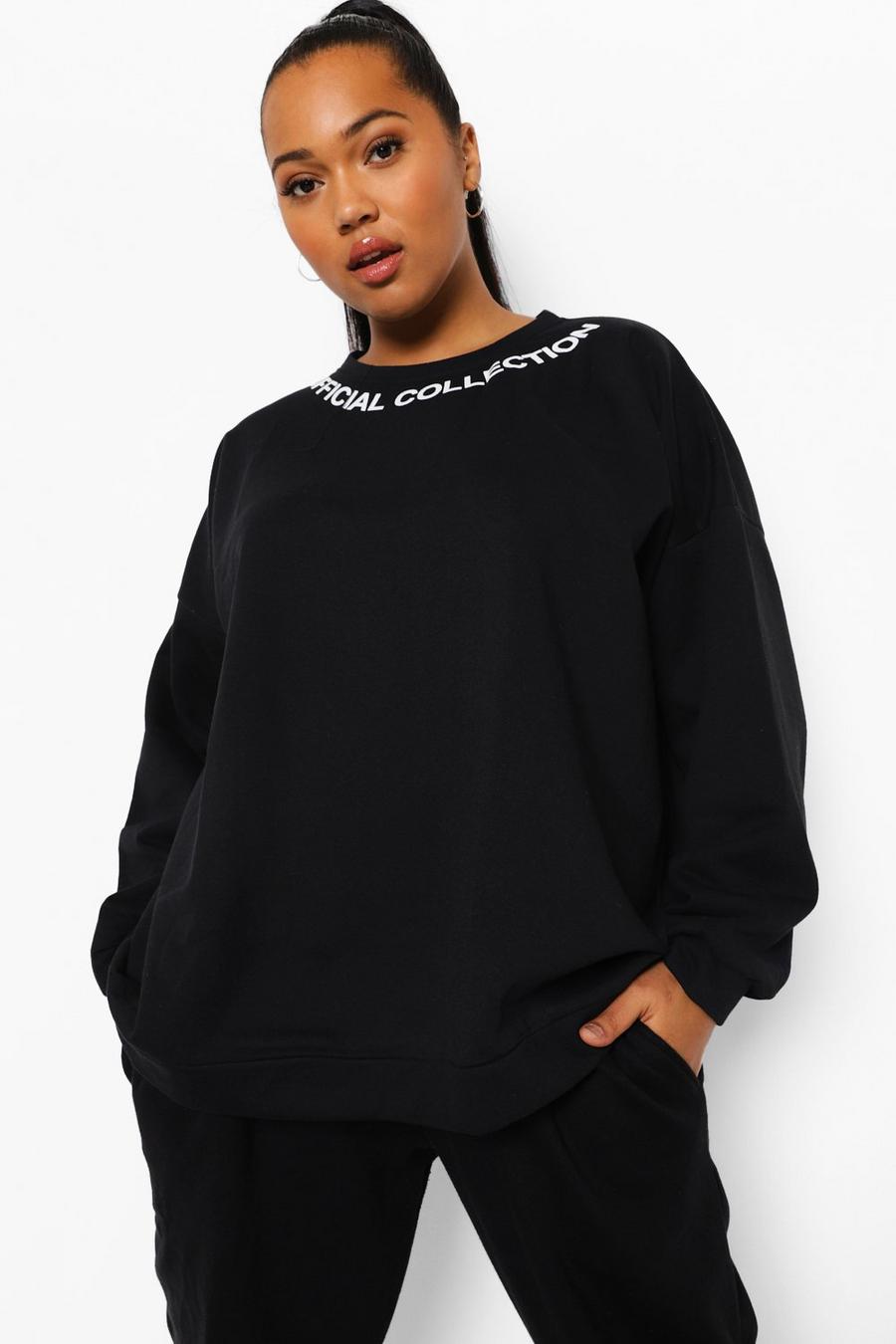 Black Plus - Sweatshirt med tryck vid halsen image number 1