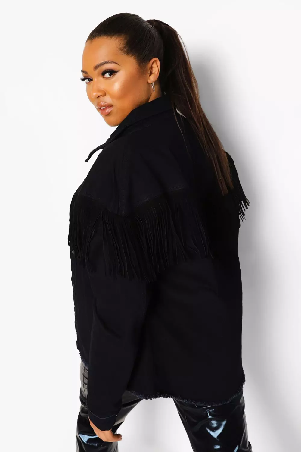 Boohoo fringe jacket clearance