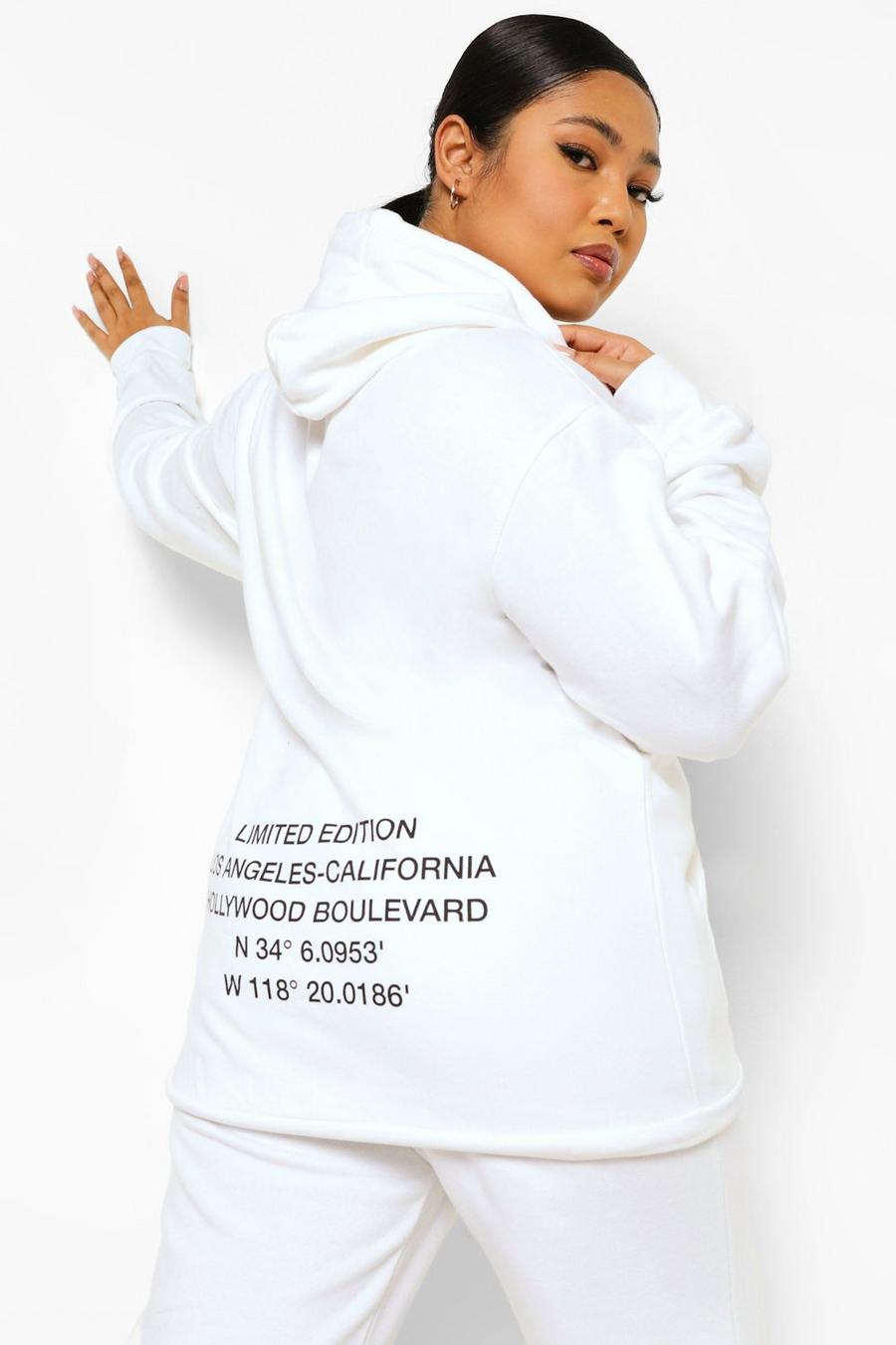 Sweat à capuche coupe oversize imprimé Limited Edition au dos Plus, Blanc image number 1