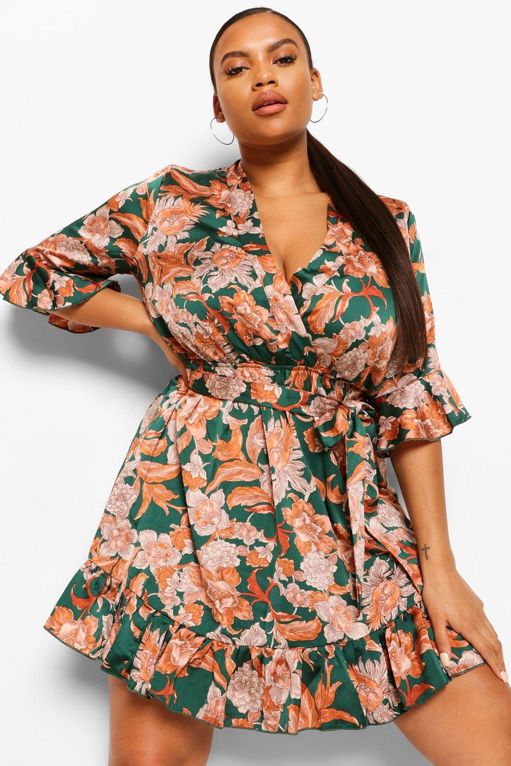 plus size wrap mini dress