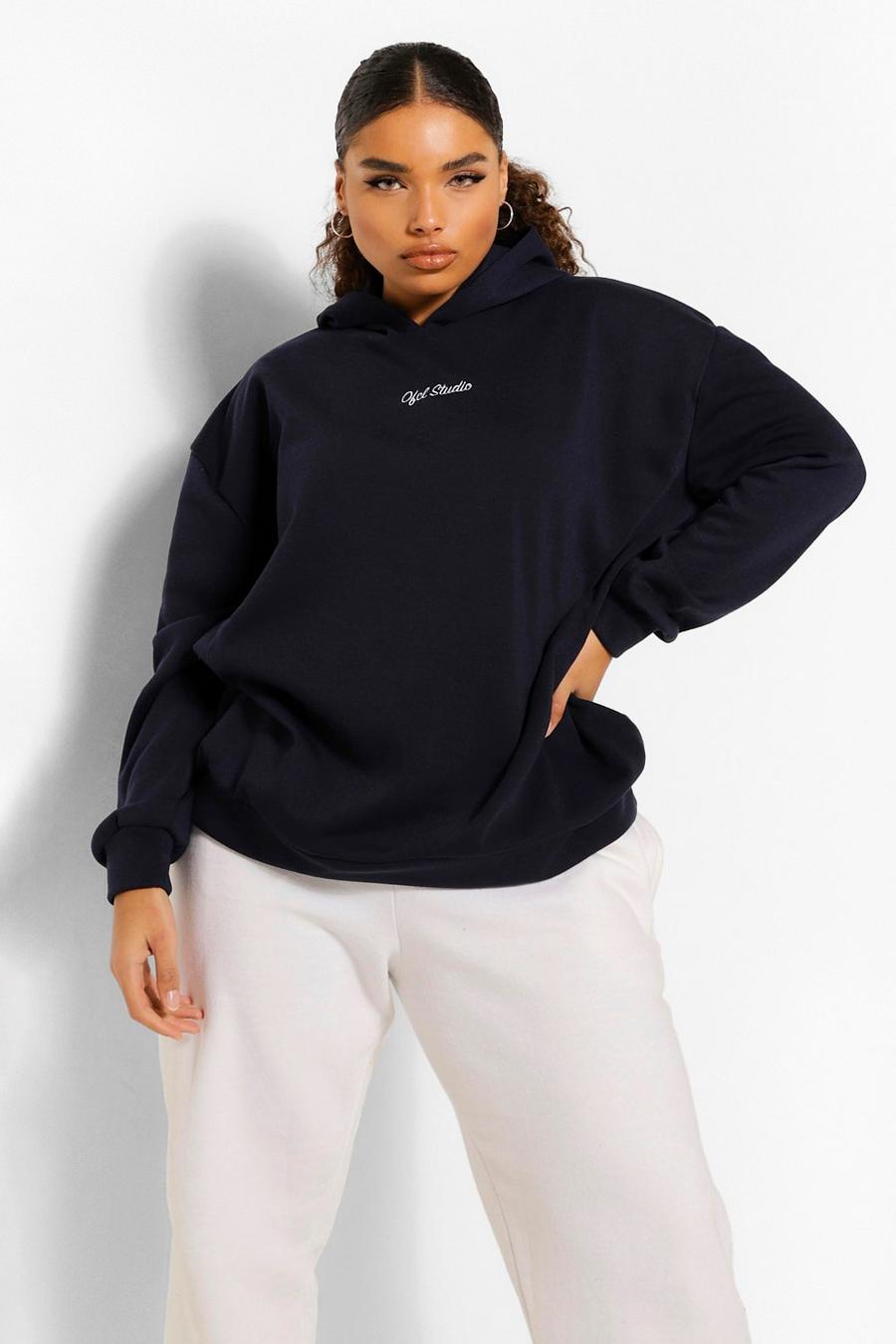 Grande taille - Sweat à capuche oversize Official brodé, Navy image number 1