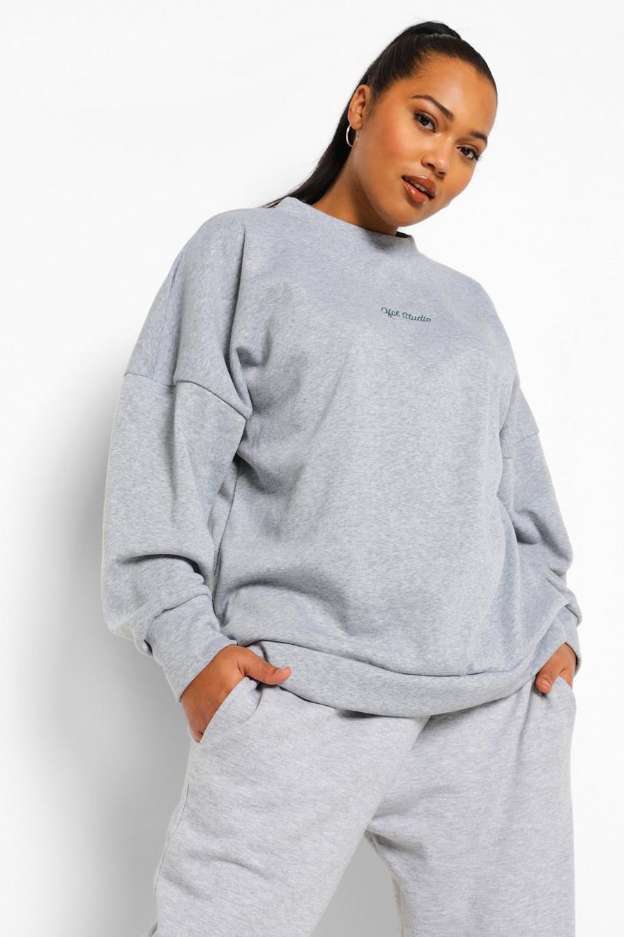 Grey Plus Official Embroidered Oversized Sweatshirt image number 1