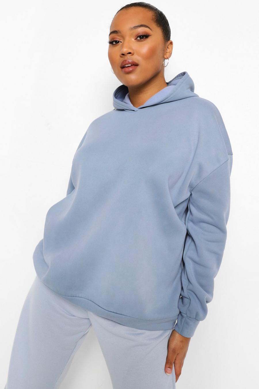 Cloud blue Plus - Överfärgad hoodie med tvättad effekt image number 1