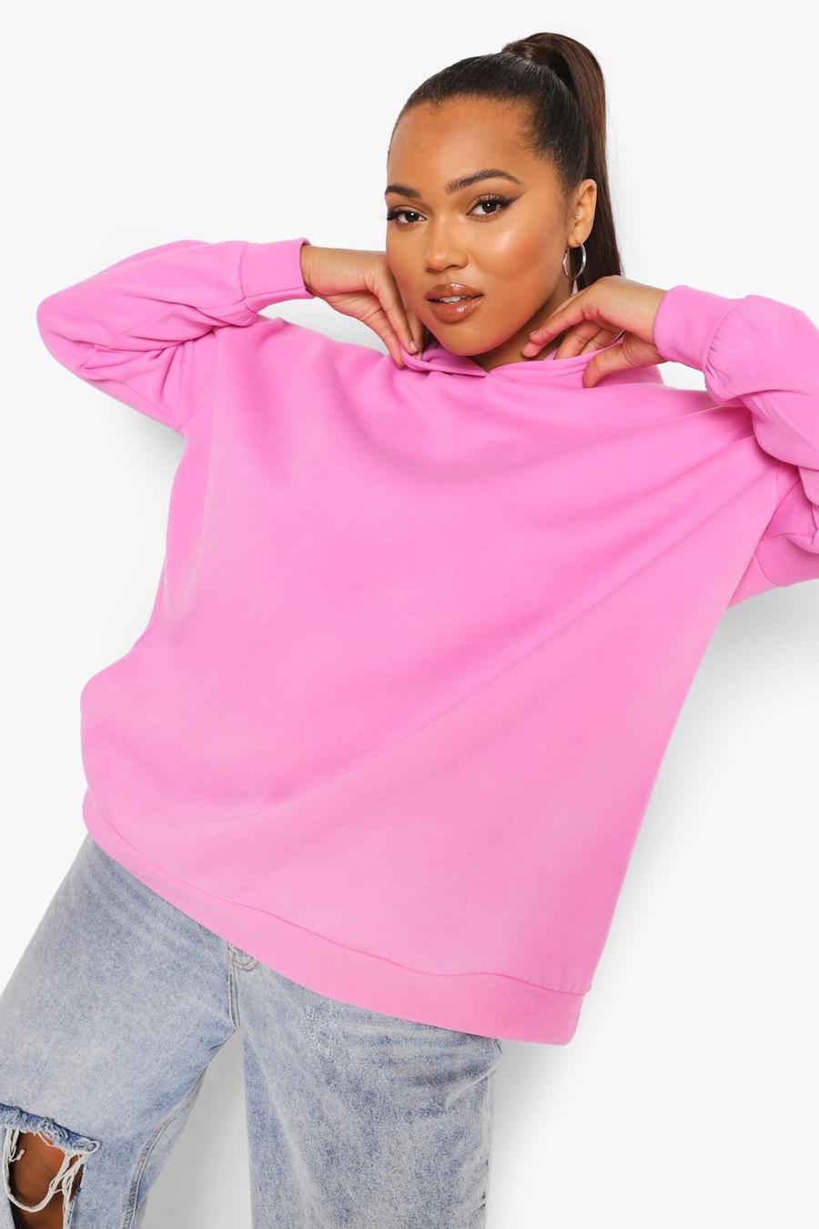 Pink Plus - Överfärgad hoodie med tvättad effekt image number 1