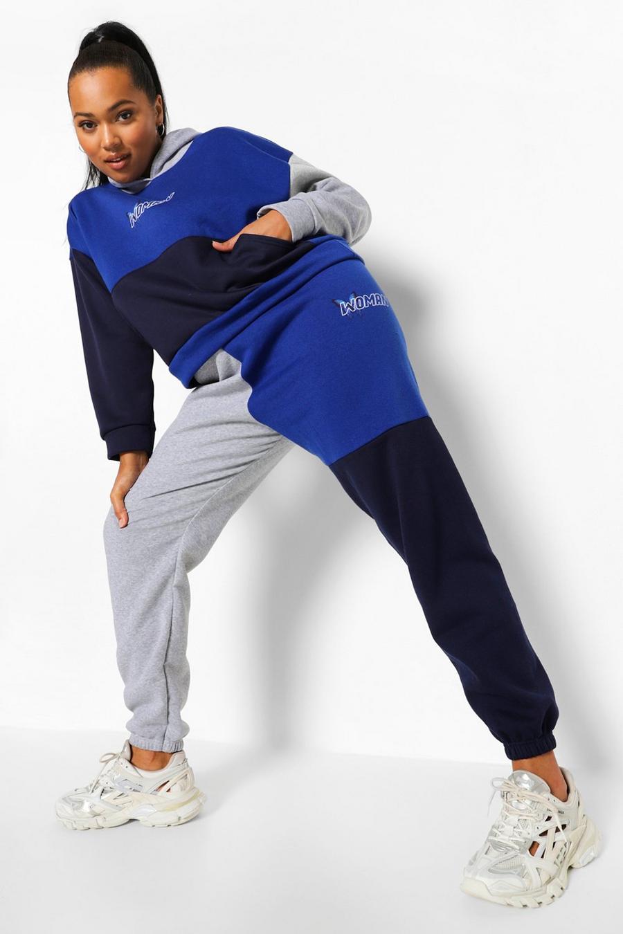 Plus Woman Trainingsanzug im Colorblock-Design, Grau image number 1