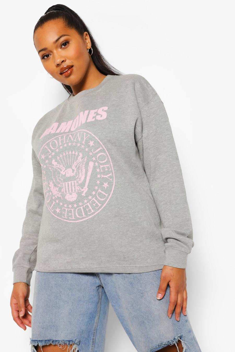 Plus Lizenziertes Ramones-Sweatshirt in Pastellfarben, Grau image number 1