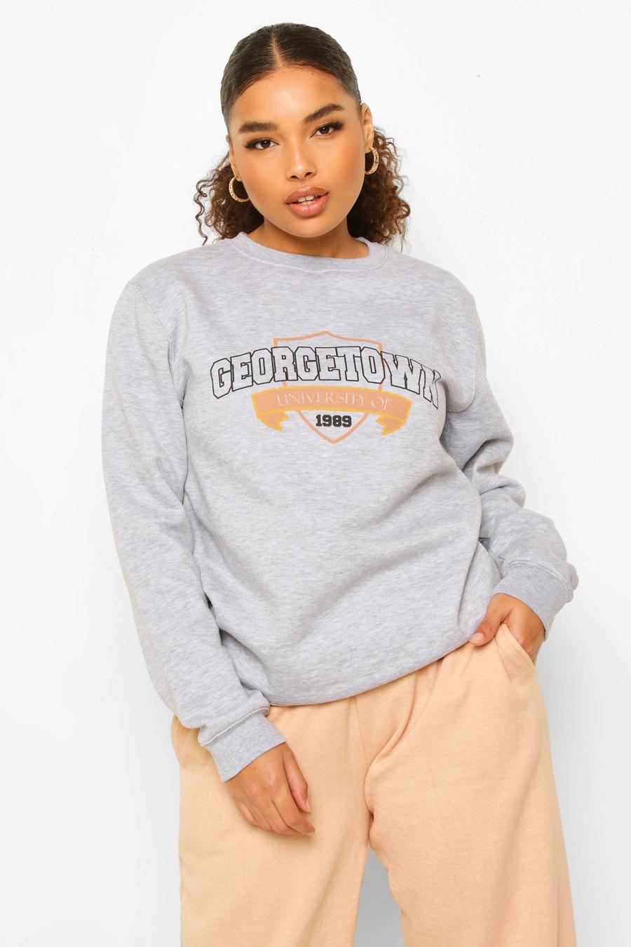 Grey Plus - "Georgetown" Sweatshirt med slogan image number 1