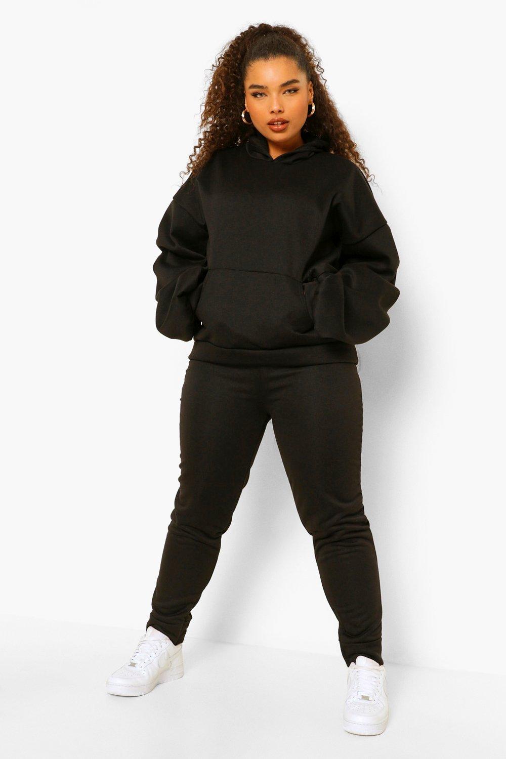 Plus Size Women's Ladies Ruched Hoodie Hooded Loungewear Jogger Set  Tracksuit