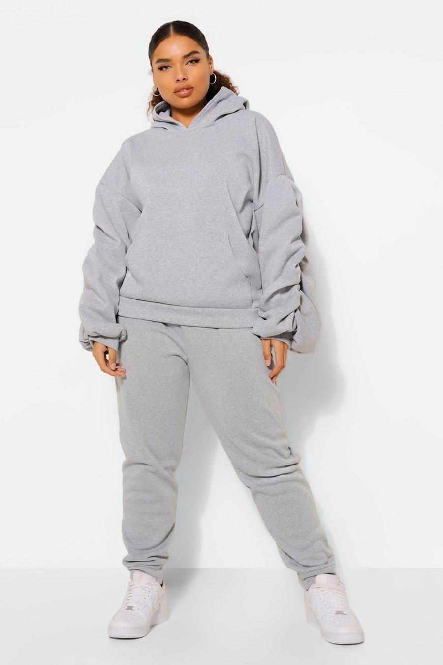 Grey Plus - Oversize hoodie med rynkad ärm image number 1
