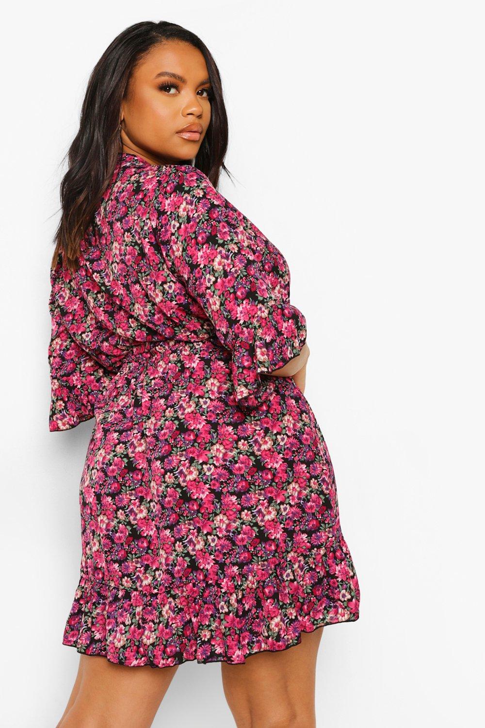 ditsy floral wrap dress