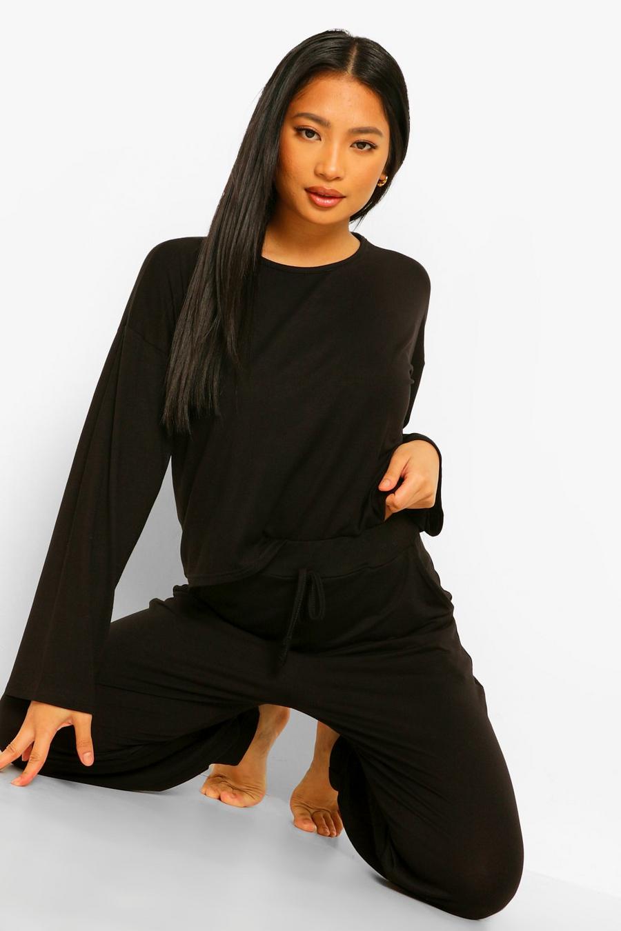 Petite Tie Front Sweat & Relaxed Jogger Pj Set image number 1