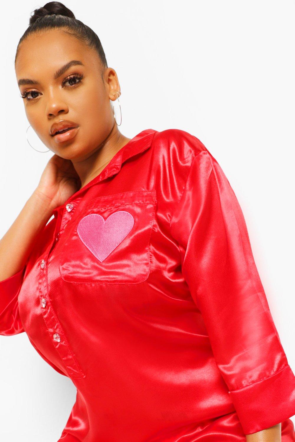Grande taille Chemise de nuit satinee c ur brode boohoo FR