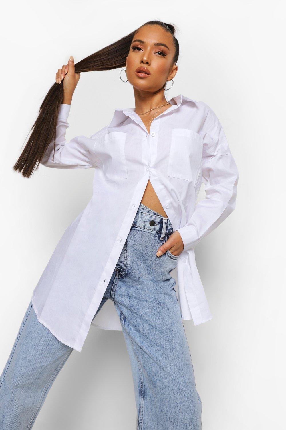 Chemise boyfriend coupe oversize blanche Plus