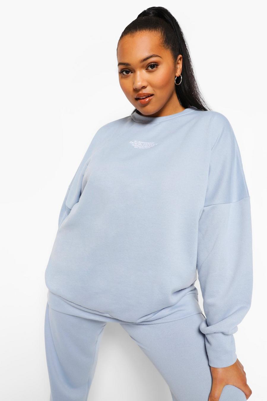 Blue Plus Official Embroidered Oversize Sweatshirt image number 1