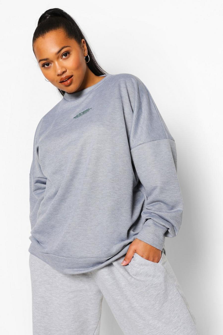 Grey Plus Official Embroidered Oversize Sweatshirt image number 1