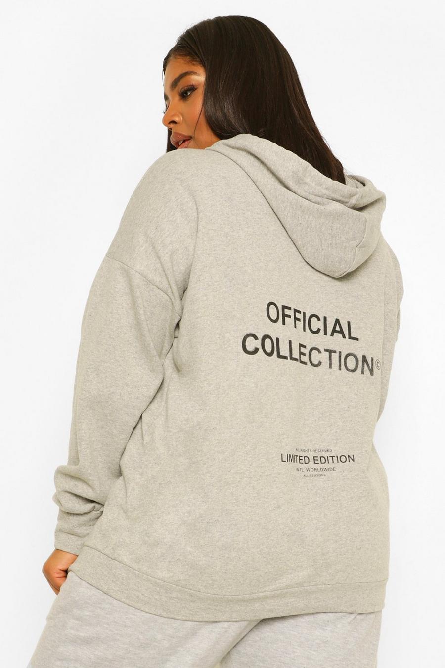Grey marl Plus - "Official" Oversize hoodie med tryck image number 1