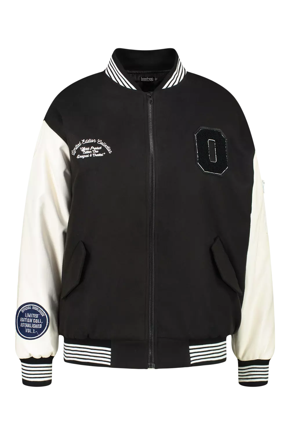 [AVANDRESS] 24S/S★Atlantis Chic Crop Varsity Jacket BLACK AVANDRESS] 24S/S☆Atlantis Chic Crop Varsity Jacket BLACK