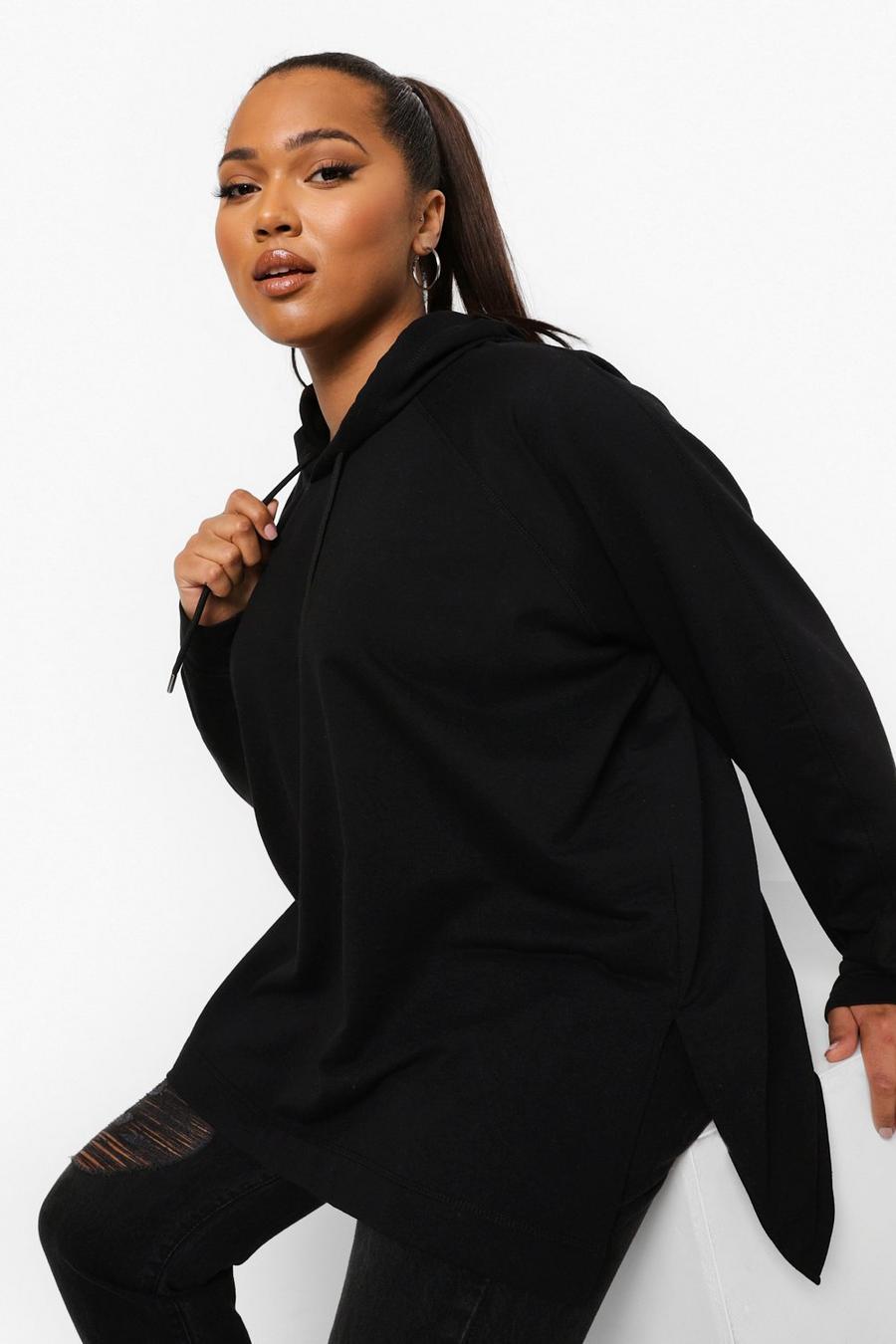 Black svart Plus - Oversize hoodie i sweatshirttyg image number 1