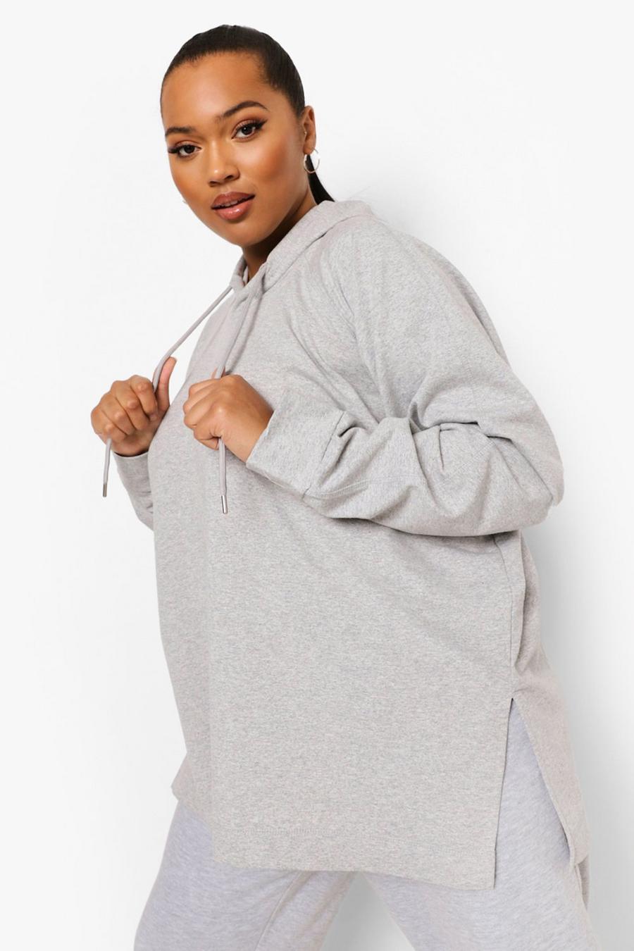 Grey marl Plus Light Weight Loopback Oversized Hoodie image number 1