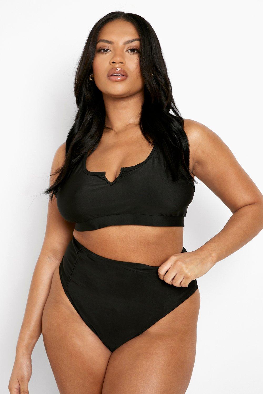 Plus Essentials High Waisted Bikini Brief boohoo UK