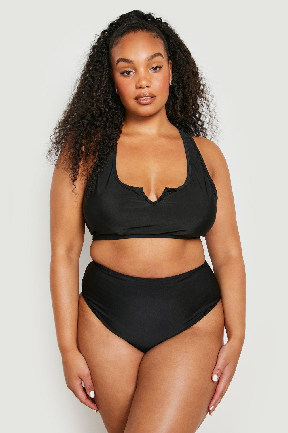 Plus Essentials Notch Neck Bikini Top