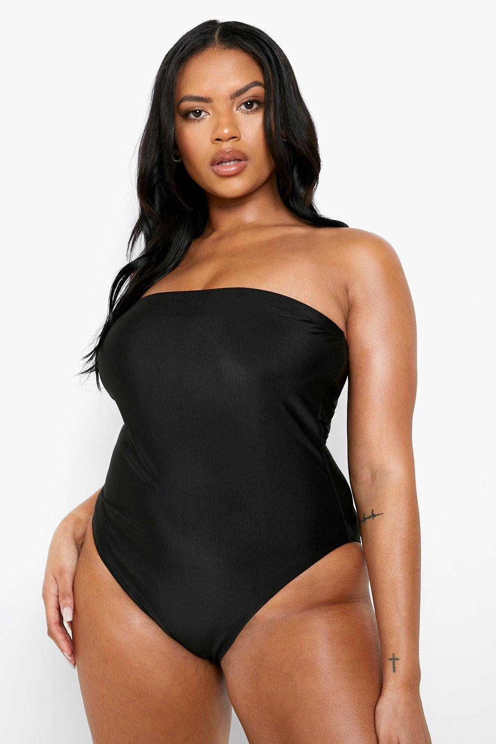 Grande taille Maillot de bain bandeau Essentials boohoo