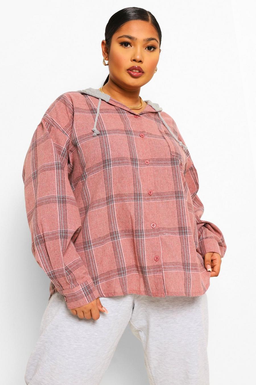 Blush Plus Flannel Hoodie Overshirt image number 1