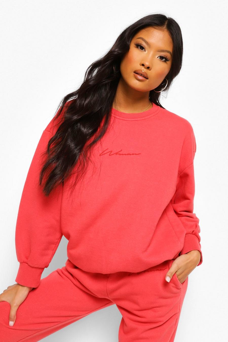 Red Petite - Oversize sweatshirt med stentvättad effekt och slogan image number 1