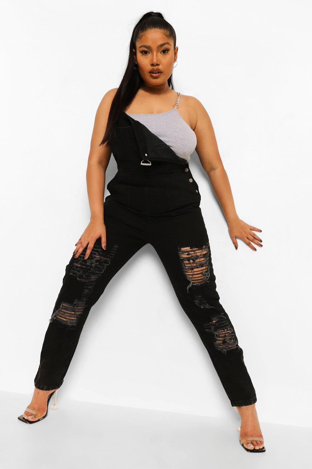 Boohoo on sale black overalls