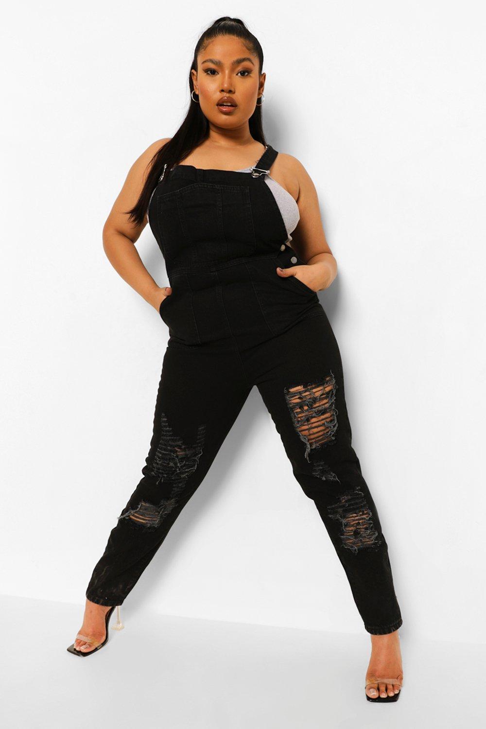 Black distressed hot sale overalls