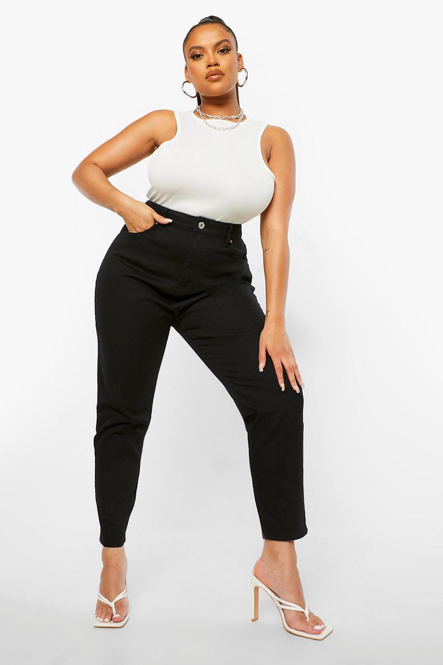 Black Plus High Rise Mom Jeans image number 1