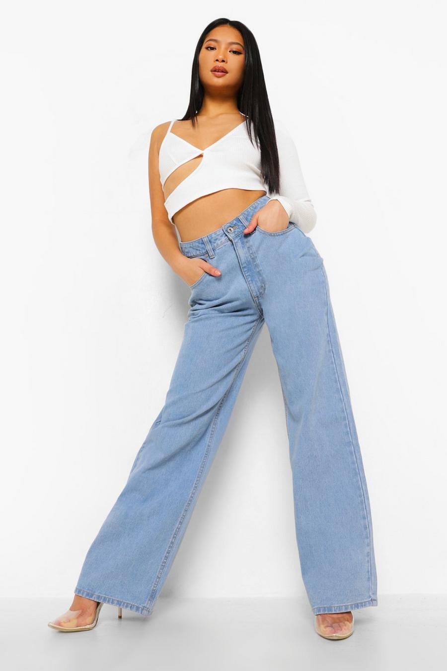 Mid blue Petite High Rise Dad Jeans image number 1