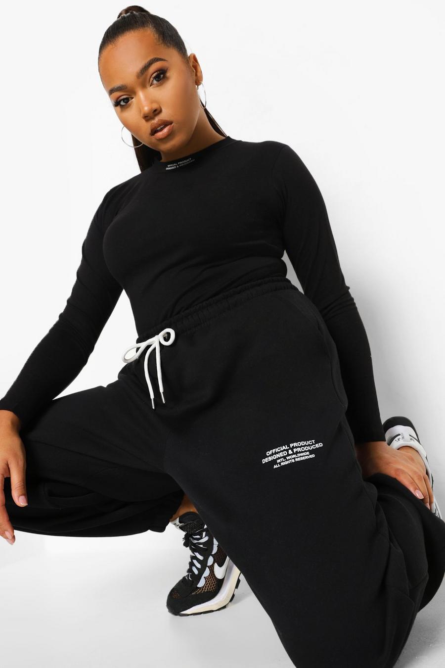Black Plus Ofcl Print Bodysuit & Jogger Set image number 1