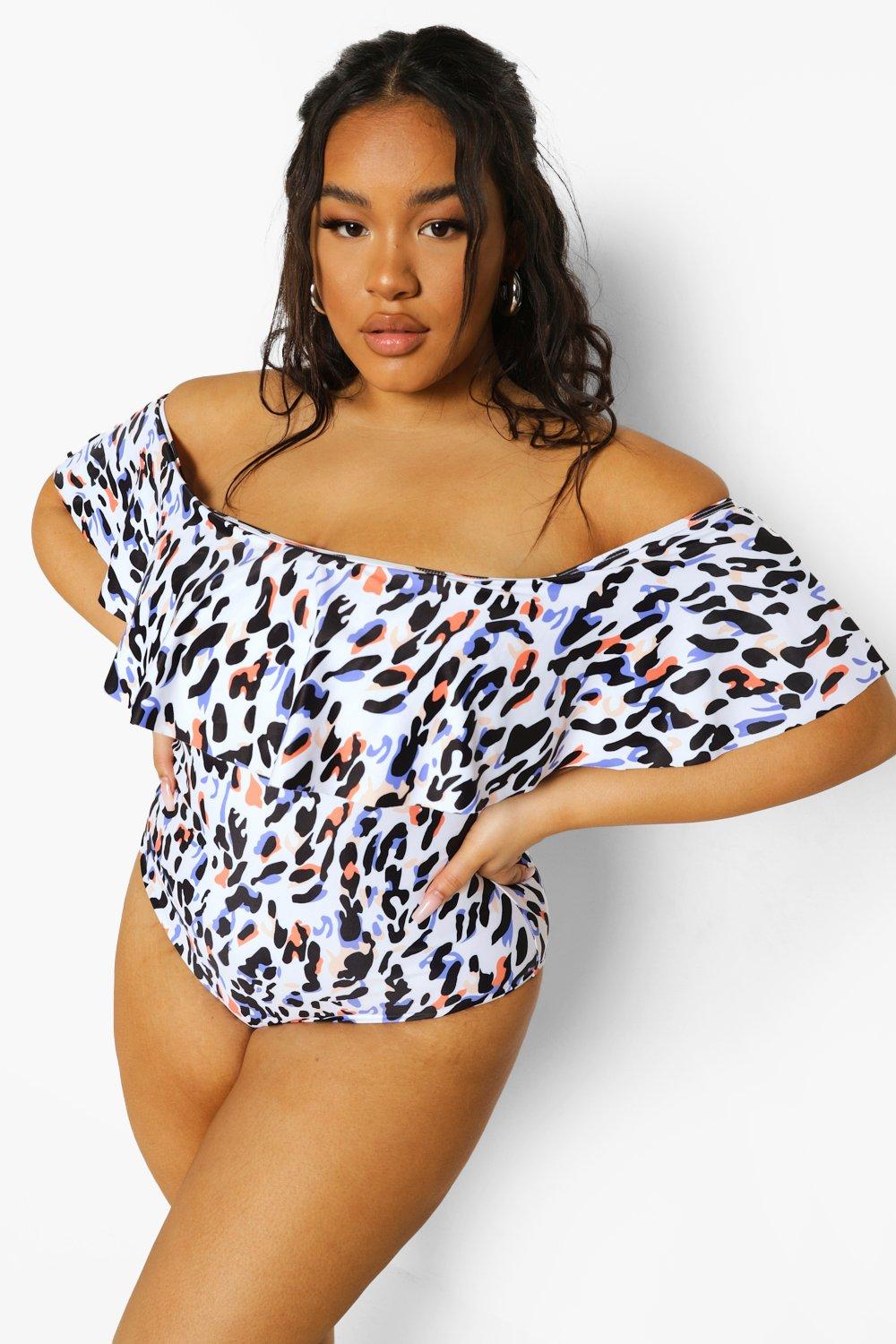 Plus size cheap cold shoulder swimsuit