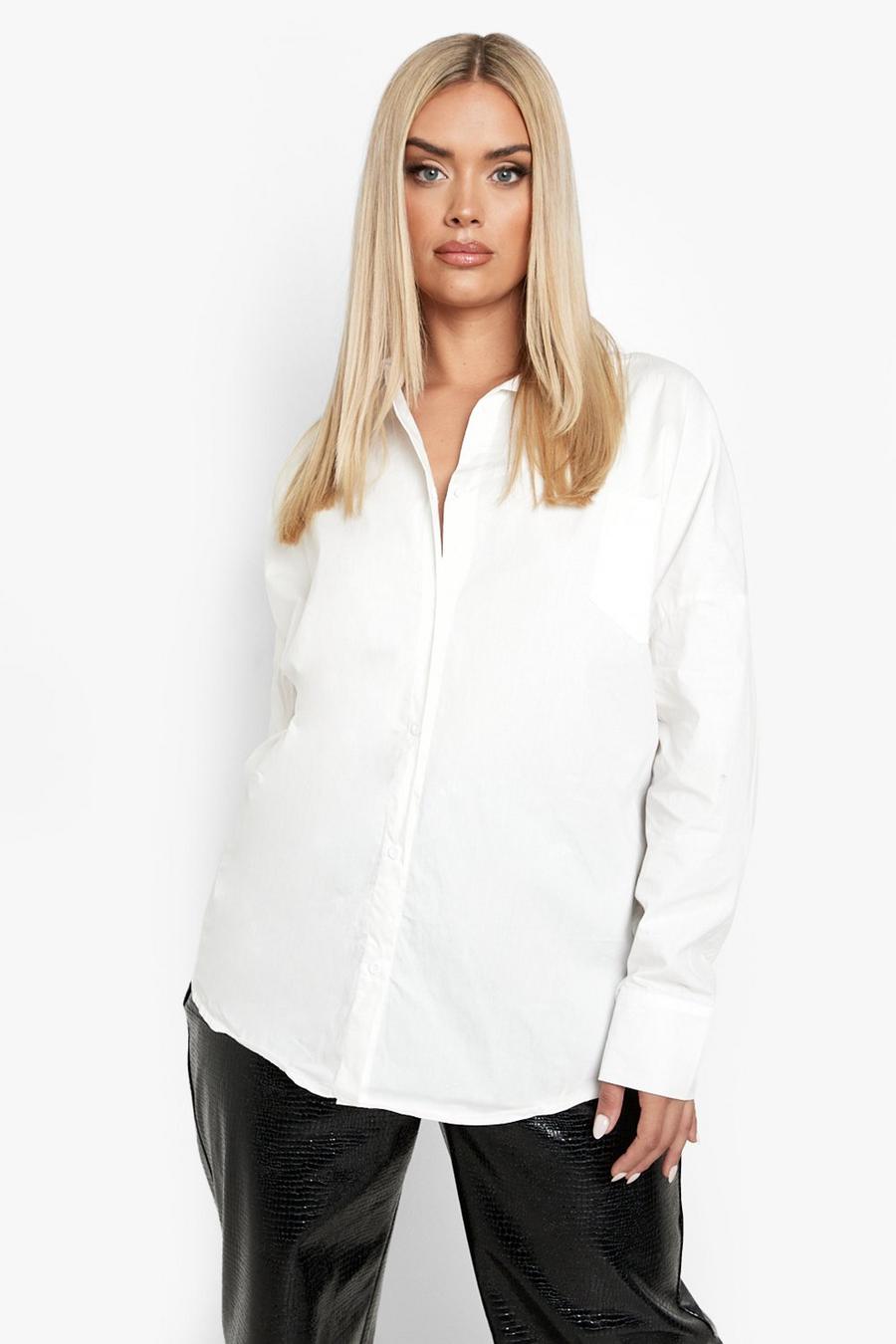 Camicia super oversize semplice Plus, Bianco image number 1
