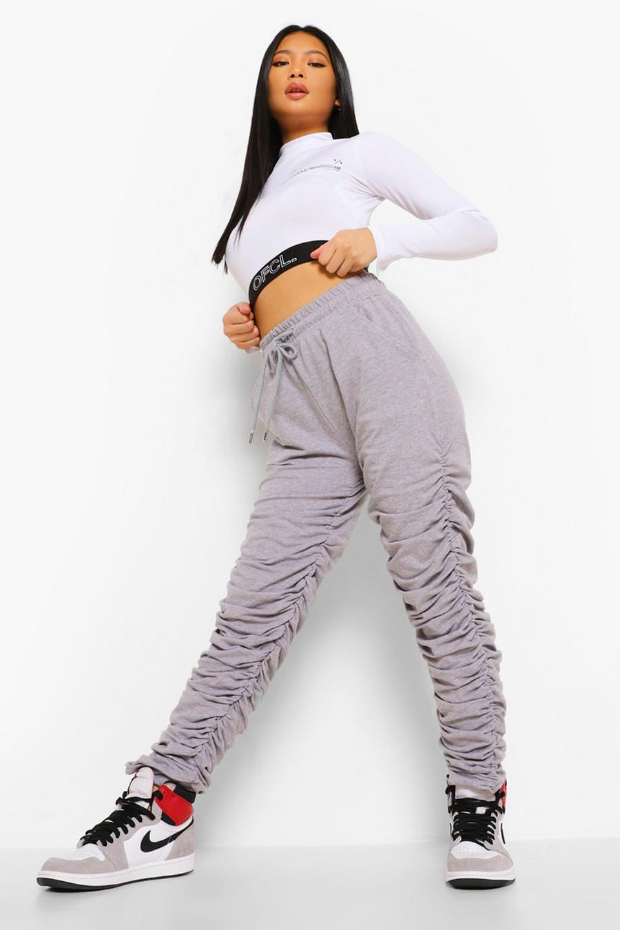 Pantalones de deporte fruncidos Petite, Marga gris image number 1