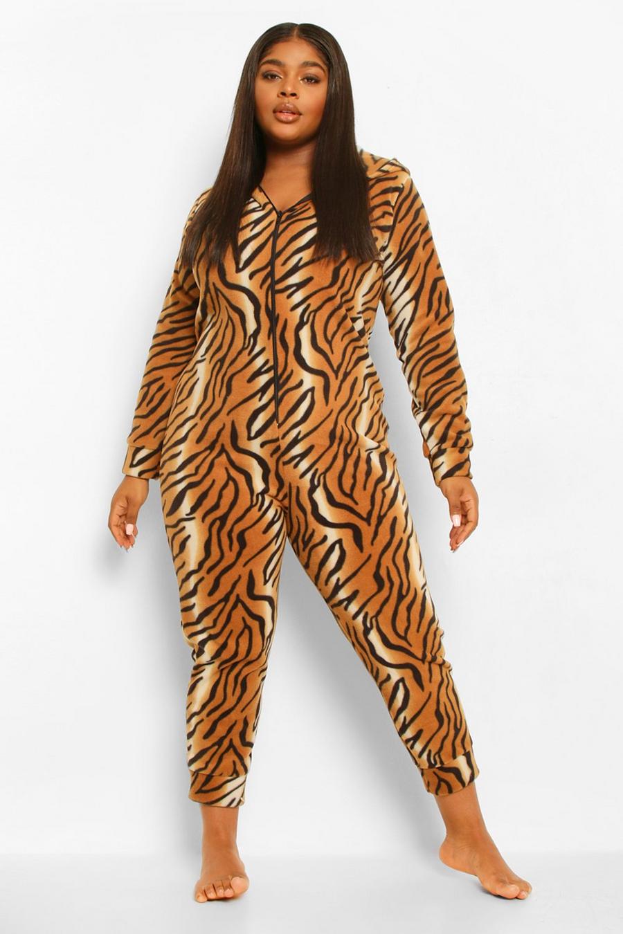 Grande taille - Onesie polaire tigre, Brown image number 1