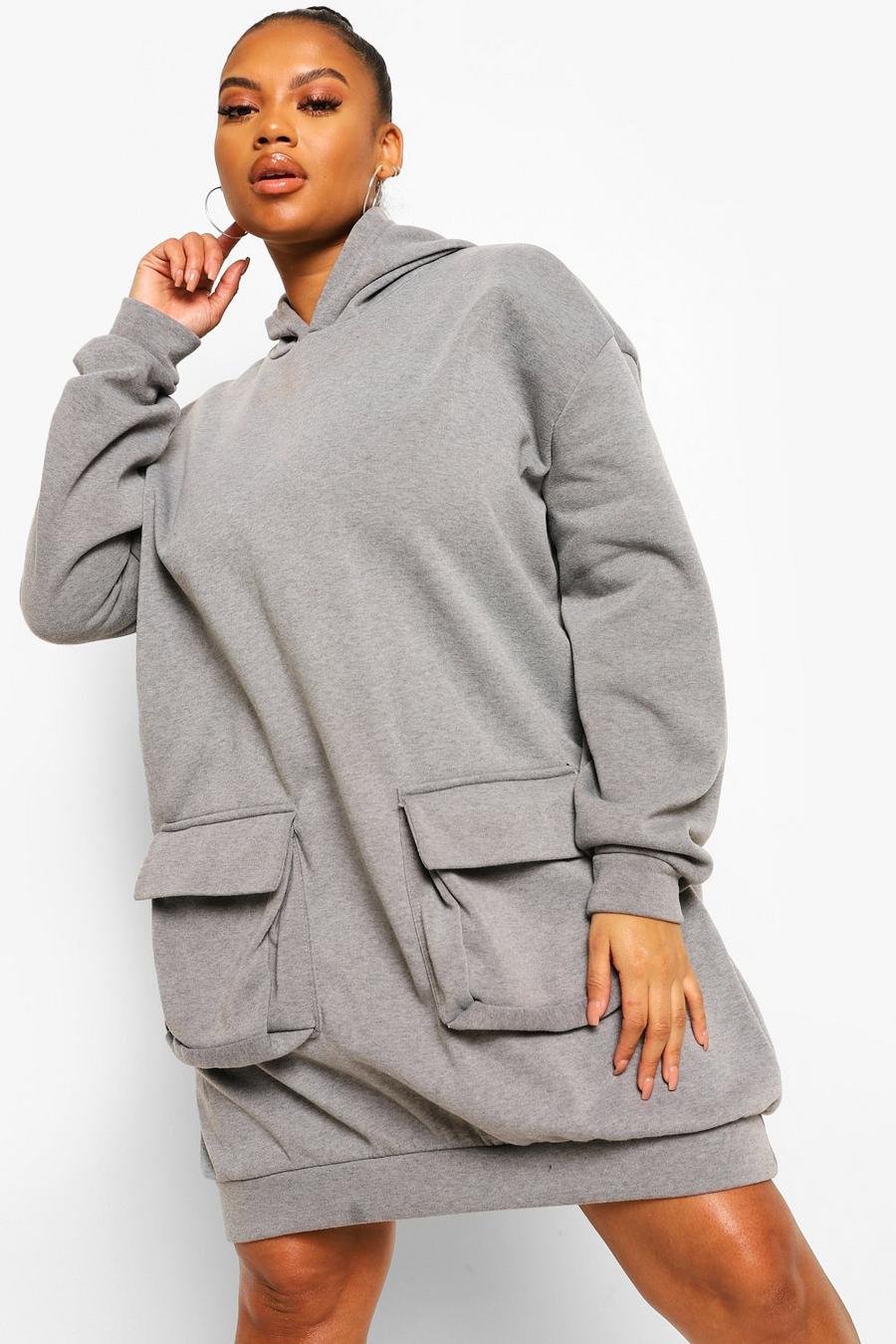 Robe sweat coupe oversize à poche javellisé Plus, Anthracite : image number 1