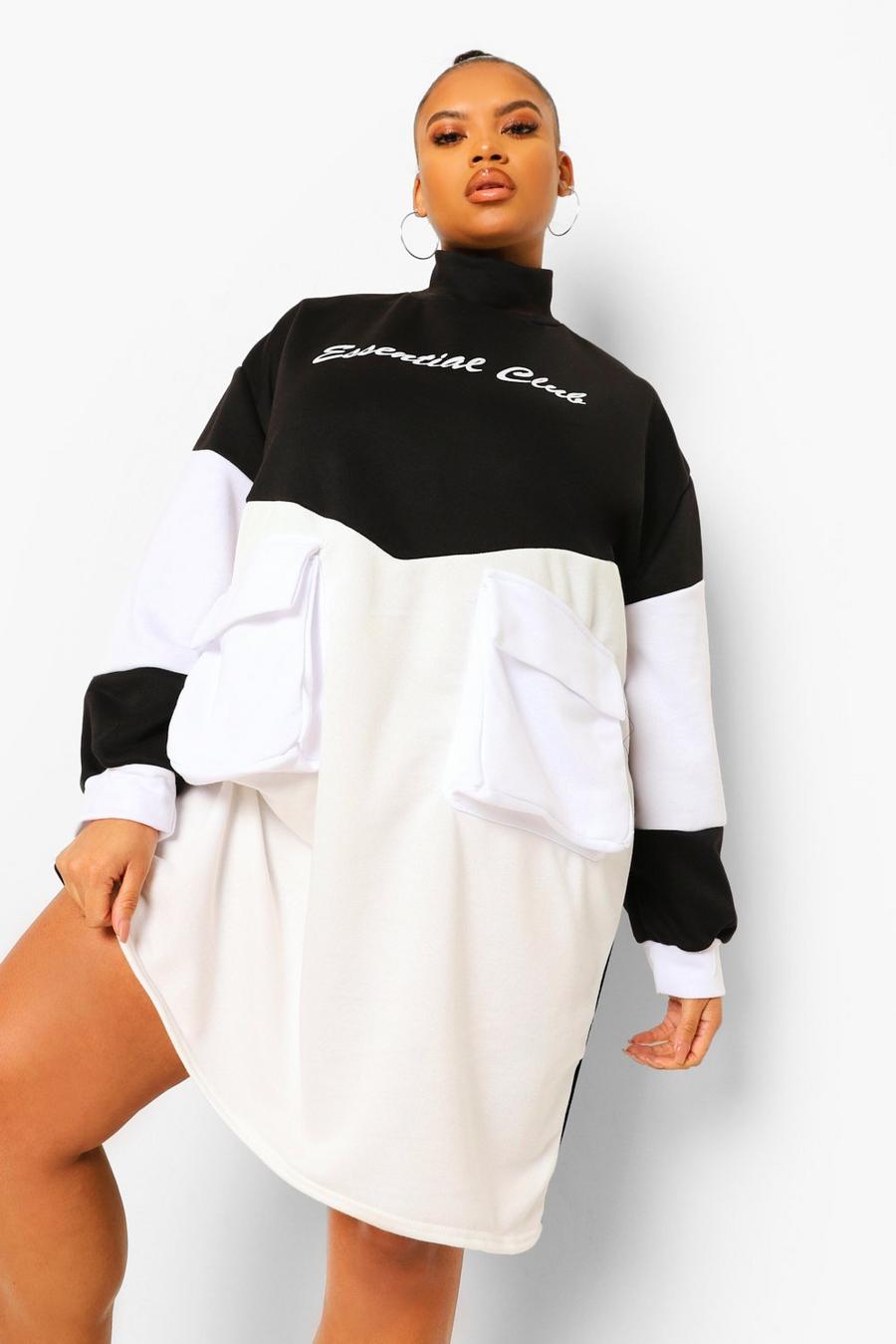 Black Plus - Sweatshirtklänning med blockfärger image number 1