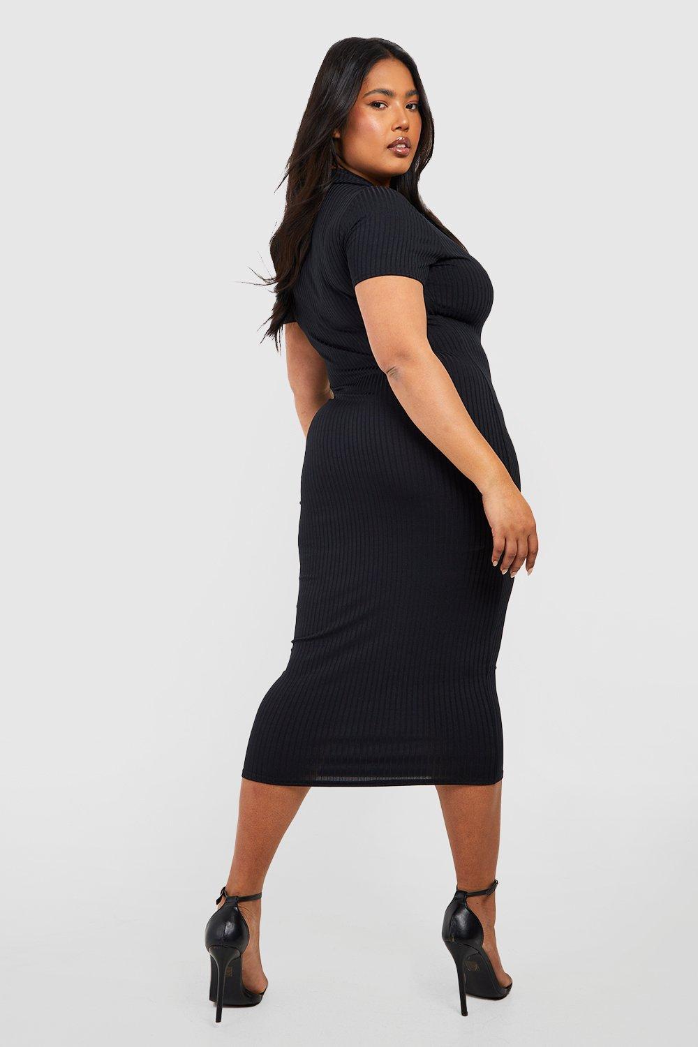 Boohoo ribbed 2024 midi dress