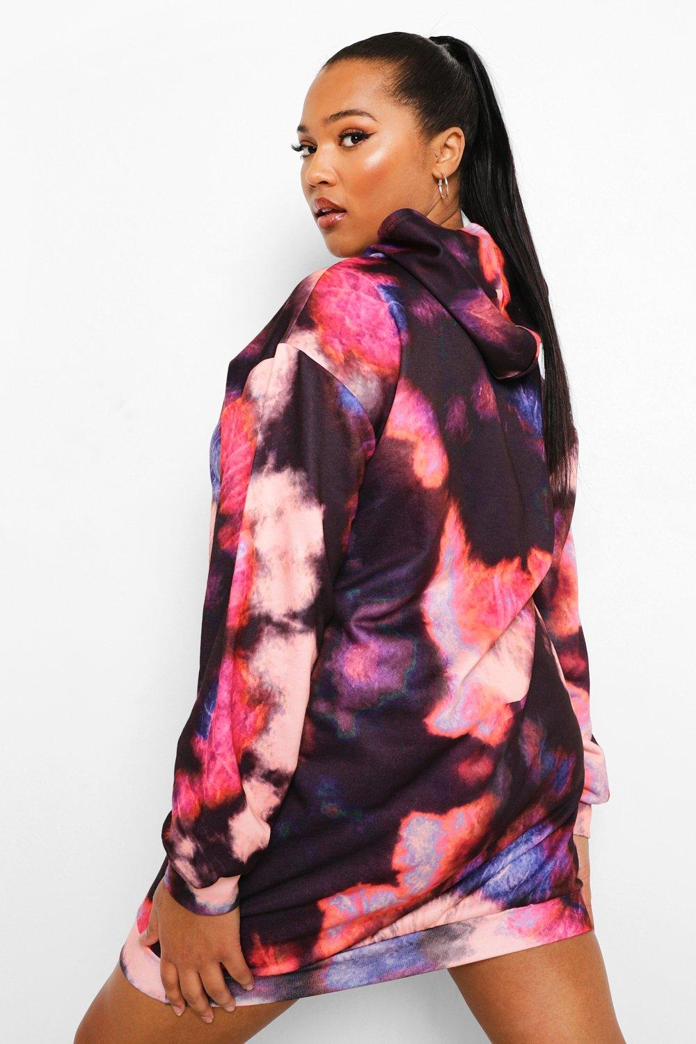 Grande taille Robe sweat capuche tie dye