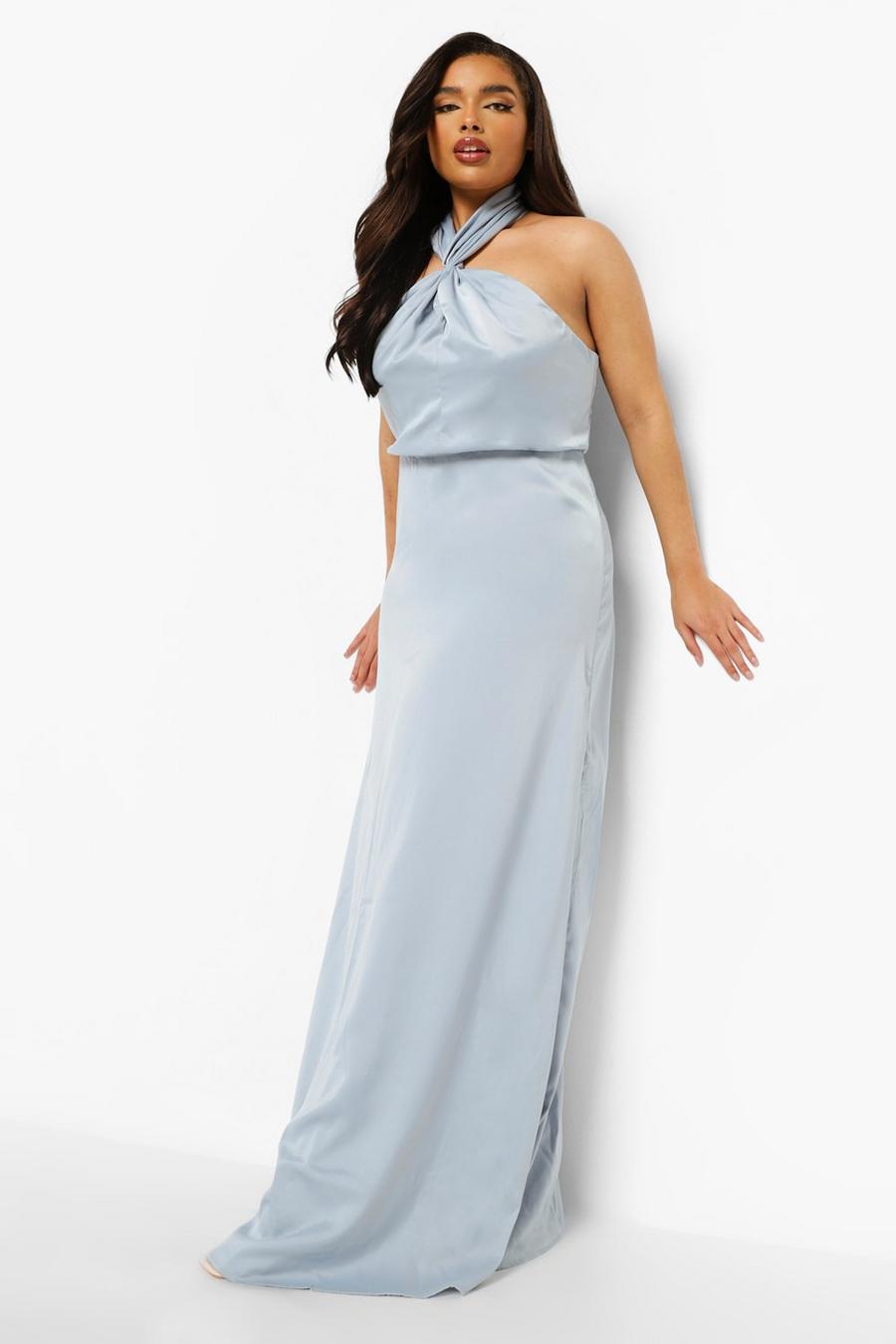 כחול פסטל שמלת מקסי עם צווארון קולר לאירועים מיוחדים למידות גדולות image number 1