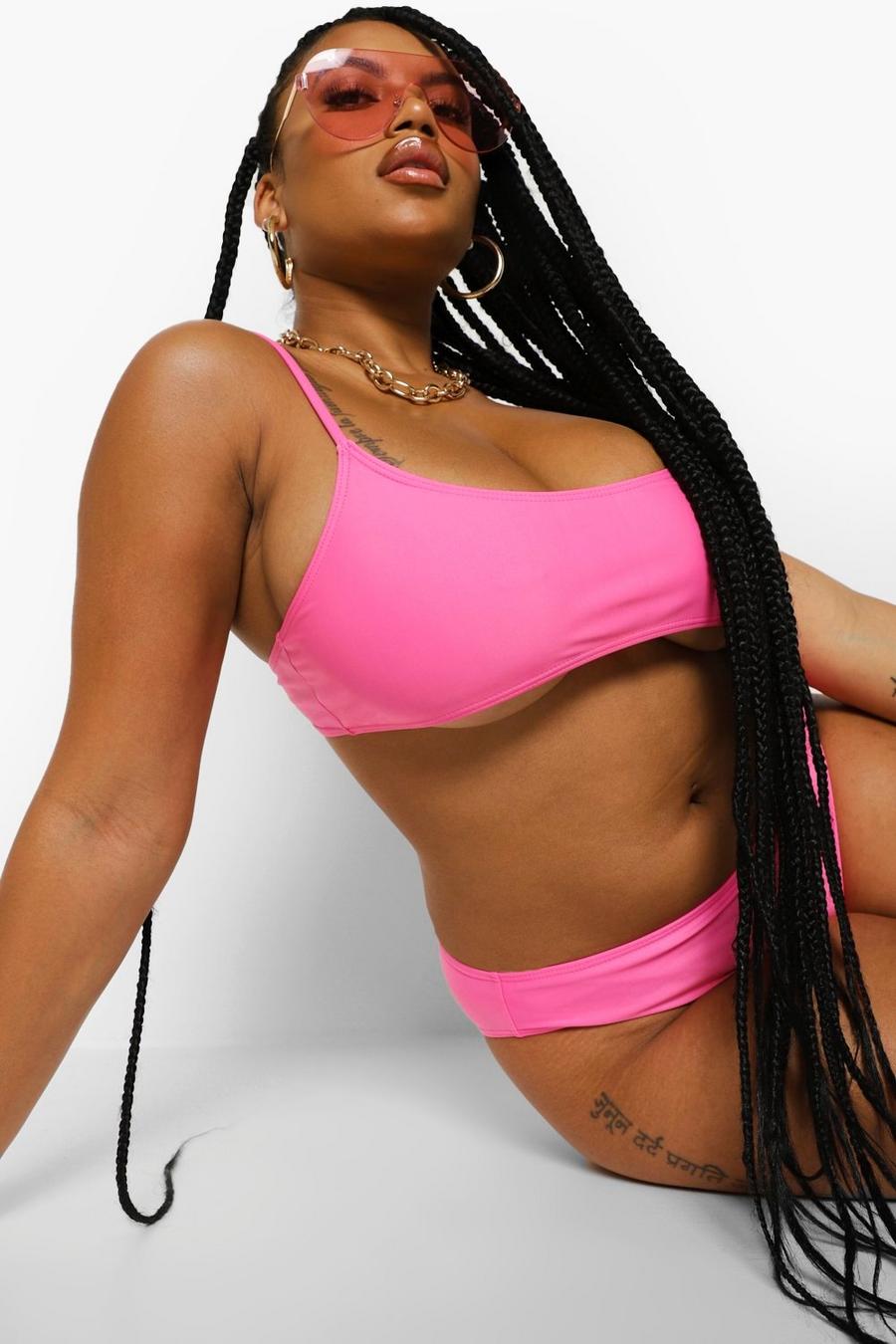 Pink Plus - Bikinitopp med smala axelband image number 1