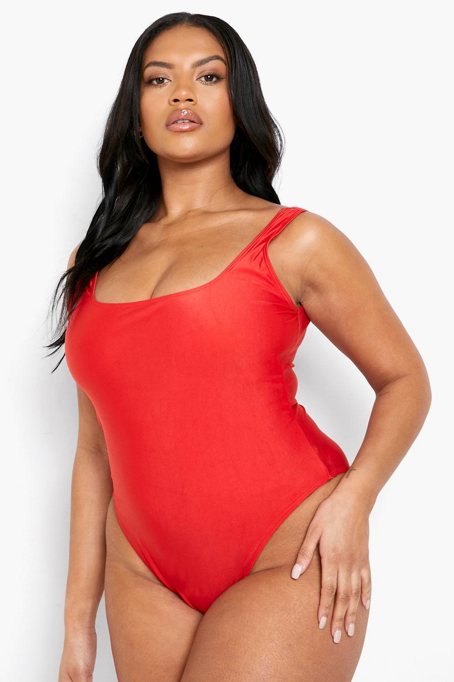 YWDJ Clearance Tankini Bathing Suits for Women One Piece Monokini Plus Size  Large Bust Romper Solid Plus Size Swimsuit for Women High Waisted Bikini  Womens Swimsuits 40-Red XXXXXL 