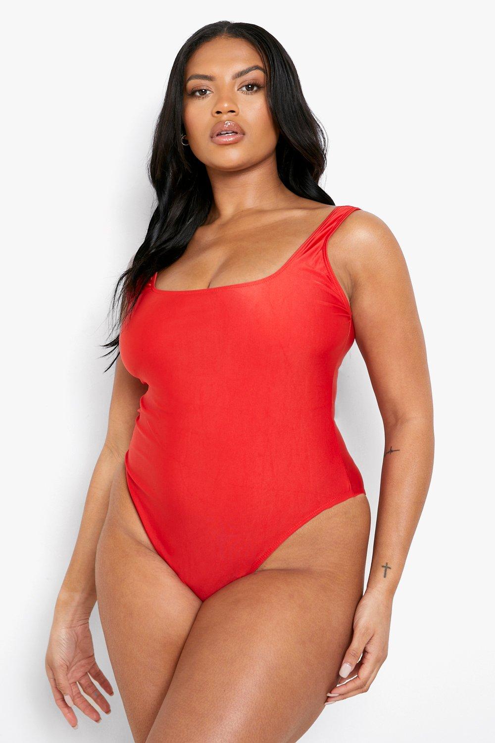 Red swimsuit hot sale boohoo