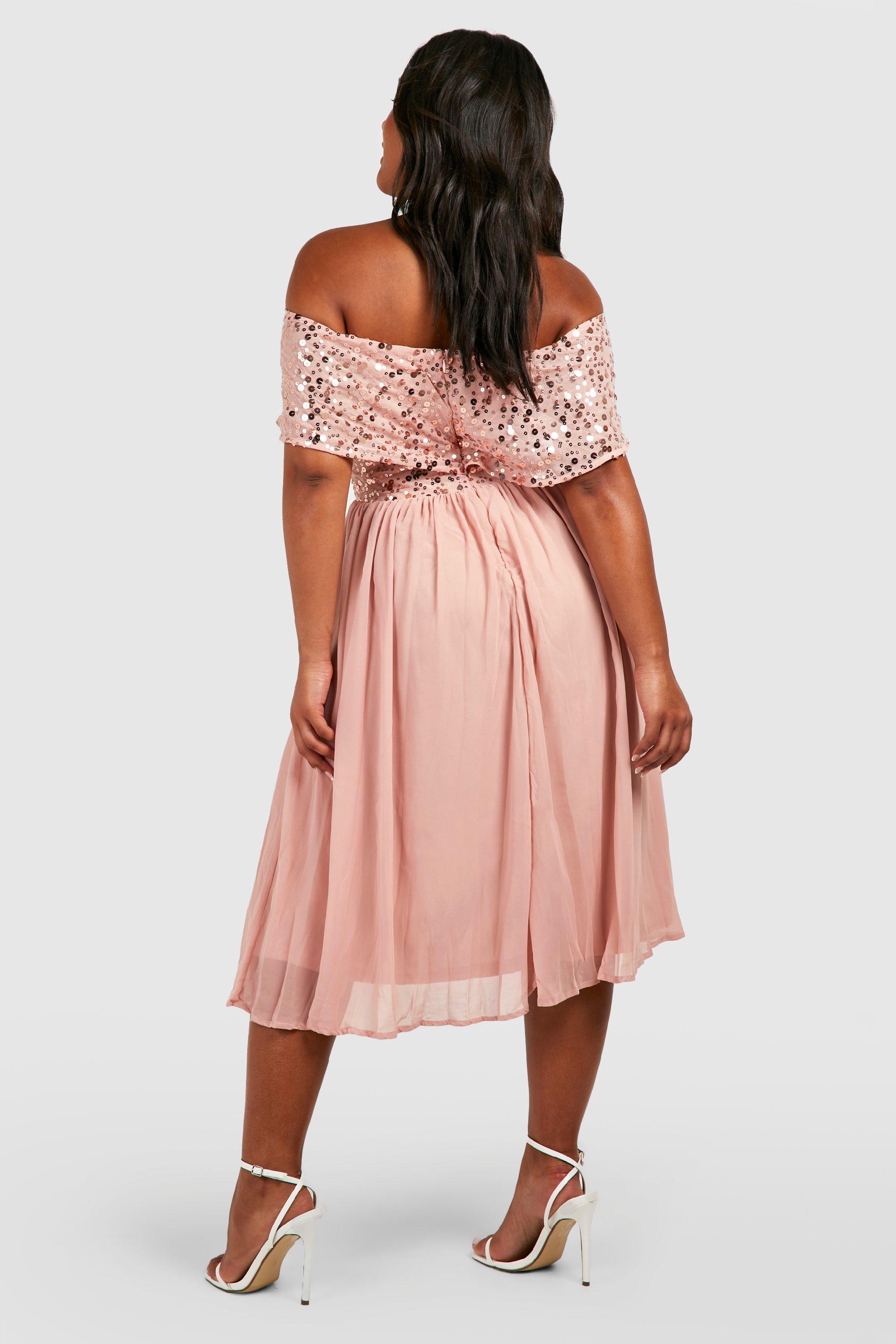 Plus size bardot midi hot sale dress